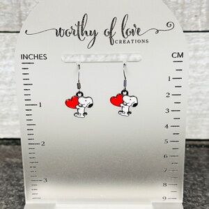 Snoopy holding a heart inspired earrings new handmade